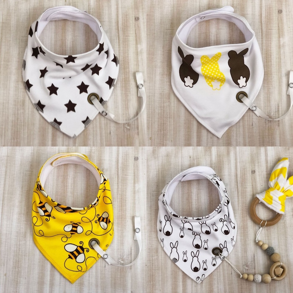 Bunny-Bums & Bumblebees 4pk - Dribble Bibs w/ Chew